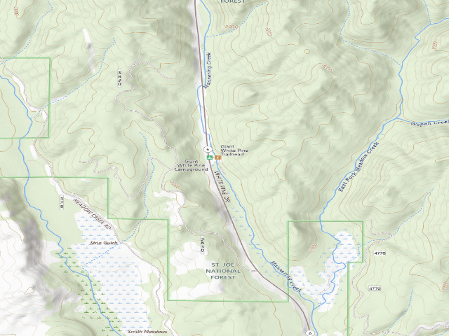 USGS topographic map of Giant White Pine Campground