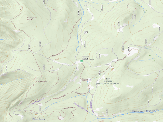 USGS topographic map of Gibson Prairie Horse Camp