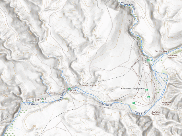 USGS topographic map of Gila Box Riparian National Conservation Area