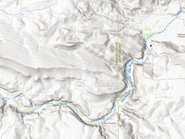 USGS topographic map of Gila Lower Box Canyon
