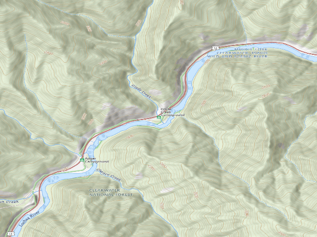 USGS topographic map of Glade Creek Campground