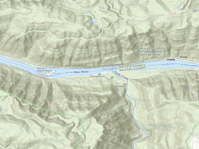 USGS topographic map of Glade Creek Walk-In Campsites