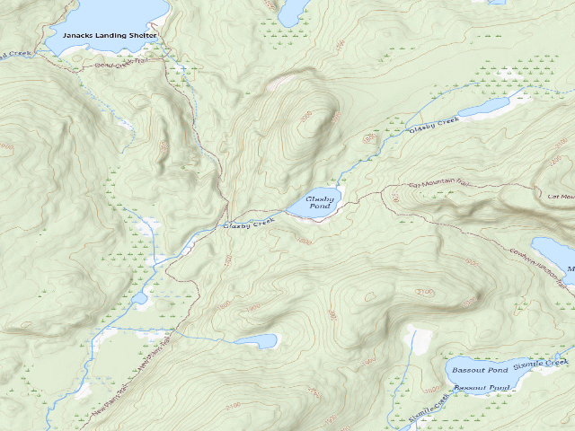 USGS topographic map of Glasby Pond Campsite (Five Ponds Wilderness)