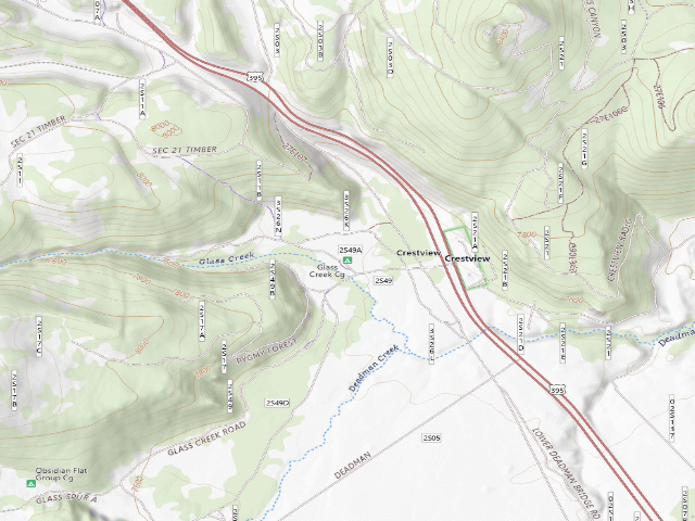 USGS topographic map of Glass Creek Cg