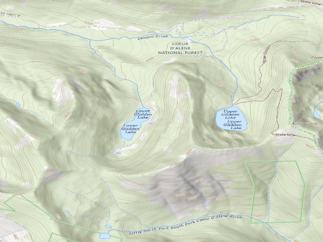 USGS topographic map of Glidden Lake