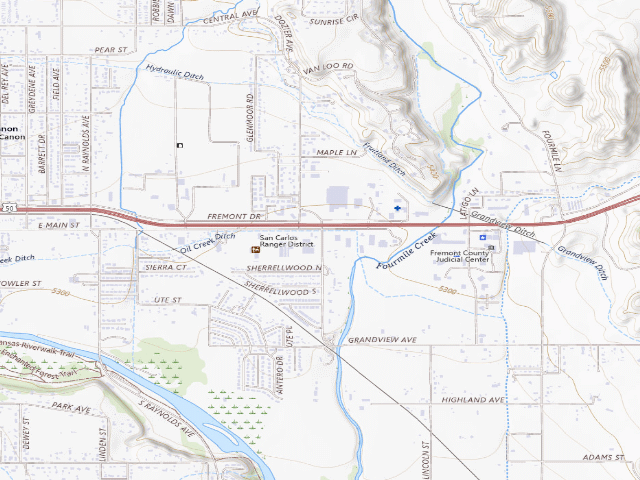 USGS topographic map of Gold Belt Recreation Management Area