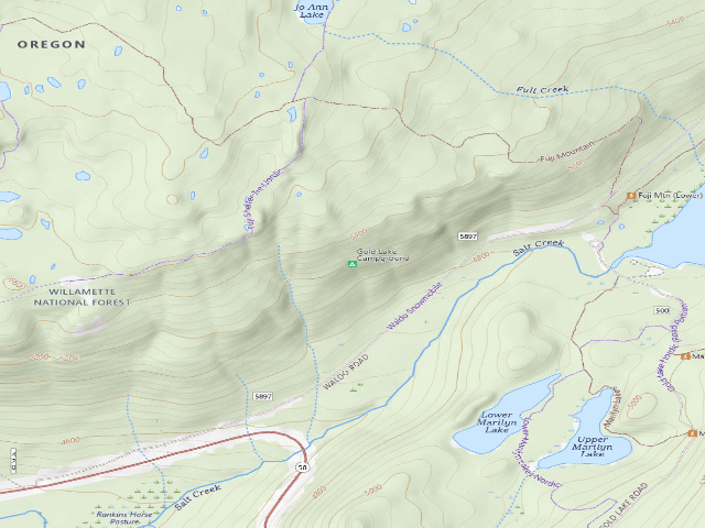 USGS topographic map of Gold Lake Campground