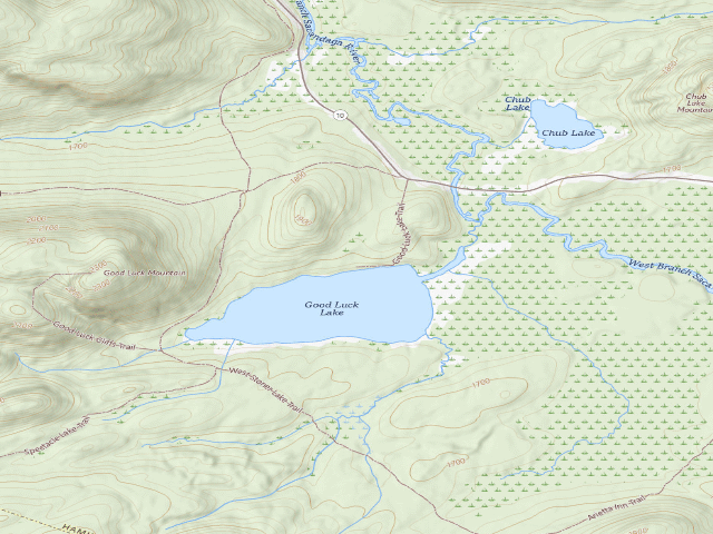 USGS topographic map of Good Luck Lake #1 (Ferris Lake Wild Forest)