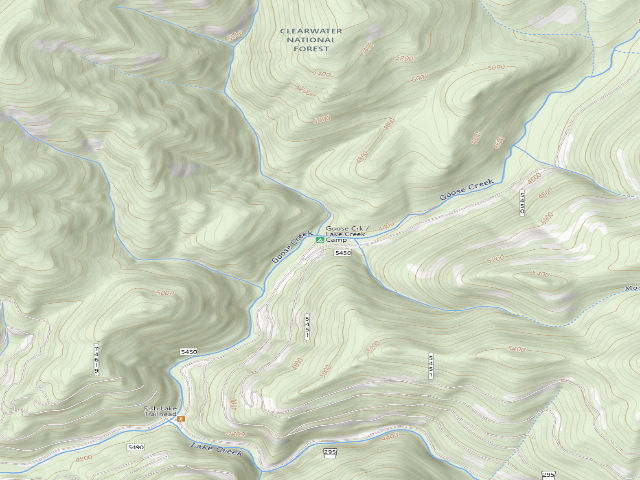 USGS topographic map of Goose Crk/Lake Creek Camp