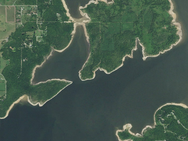 Aerial image of Goose Island (Oologah WMA)