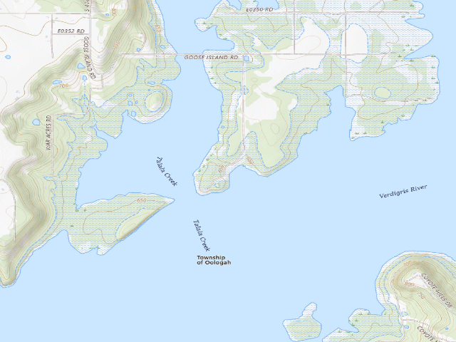 USGS topographic map of Goose Island (Oologah WMA)
