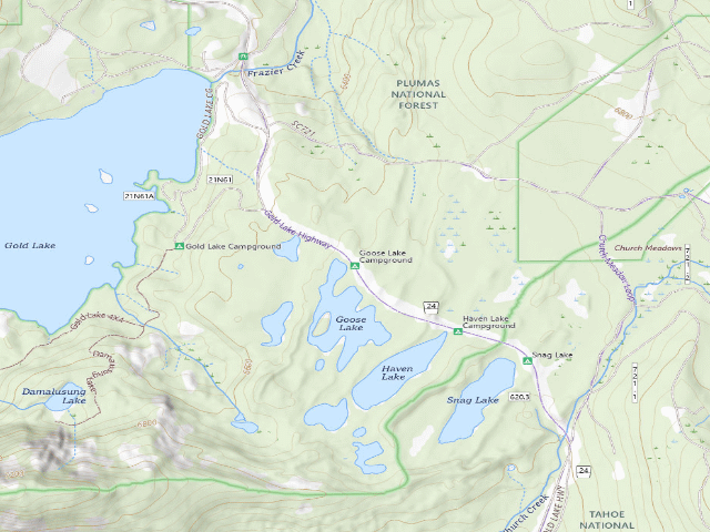 USGS topographic map of Goose Lake Campground