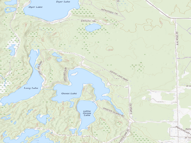 USGS topographic map of Goose Lake State Forest Campground