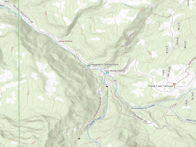 USGS topographic map of Gooseberry Campground