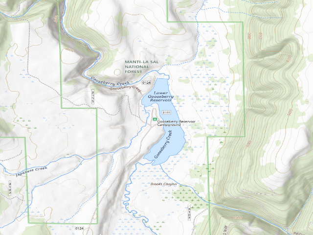 USGS topographic map of Gooseberry Reservoir Campground