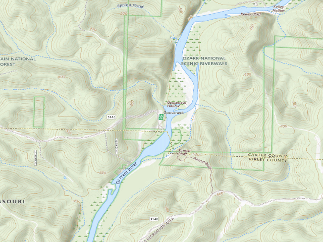 USGS topographic map of Gooseneck Campground