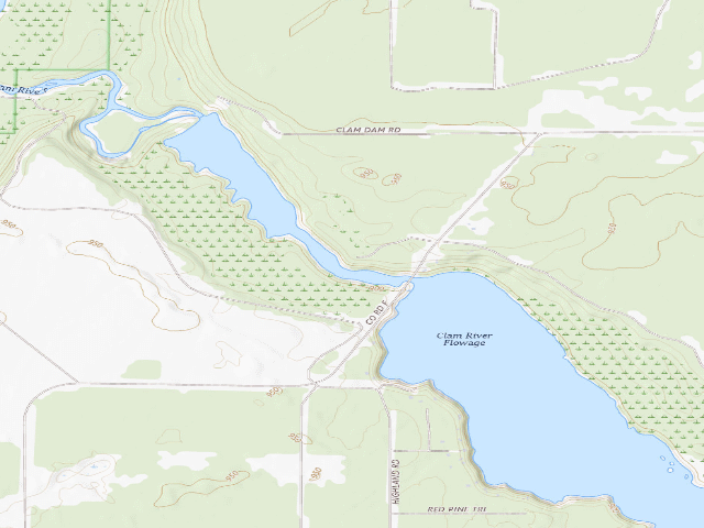 USGS topographic map of Governor Knowles State Forest - Clam River Backpack Site (free, permit required)