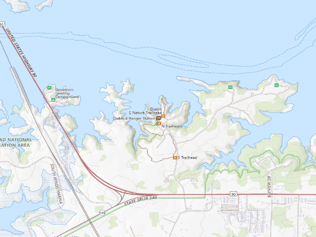 USGS topographic map of Governors Landing Dispersed Camping