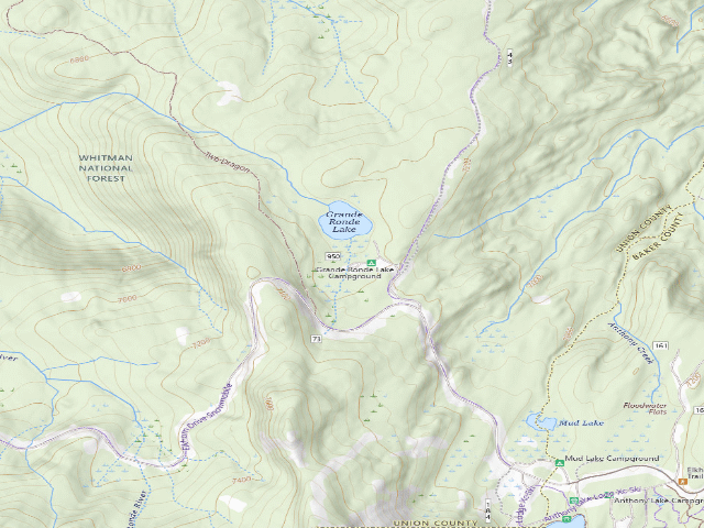 USGS topographic map of Grande Ronde Lake Campground