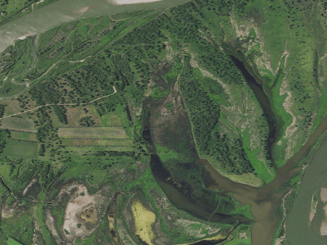 Aerial image of Graner Bottoms WMA (Morton County)