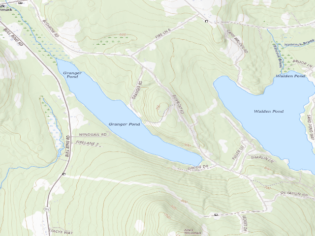 USGS topographic map of Granger Pond Camping Area