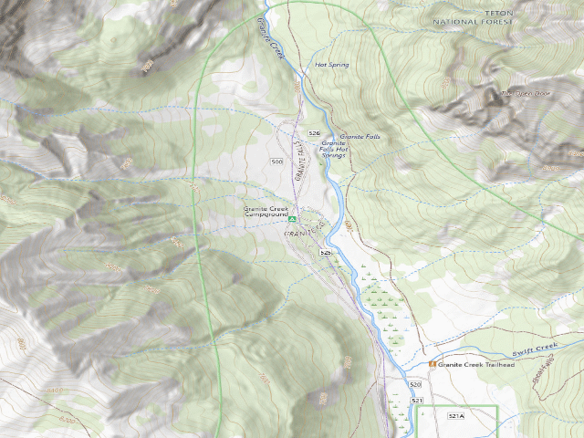 USGS topographic map of Granite Creek Campground
