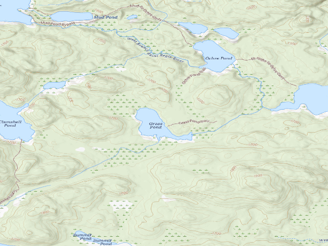 USGS topographic map of Grass Pond Campsite (Saint Regis Canoe Area)