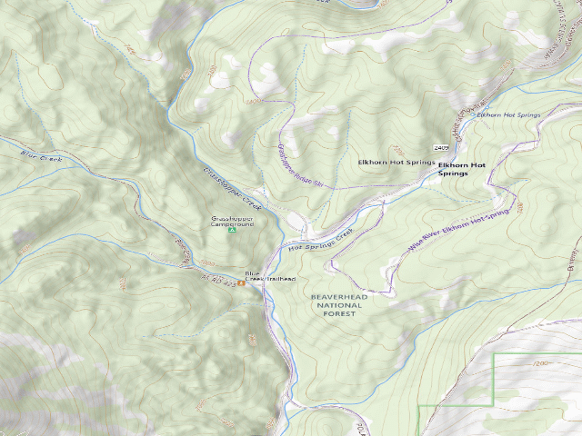 USGS topographic map of Grasshopper Campground