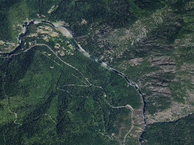 Aerial image of Gray Falls Campground