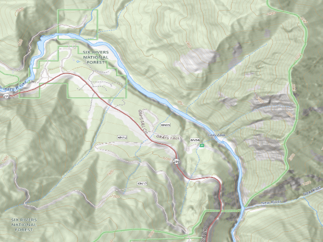 USGS topographic map of Gray Falls Campground