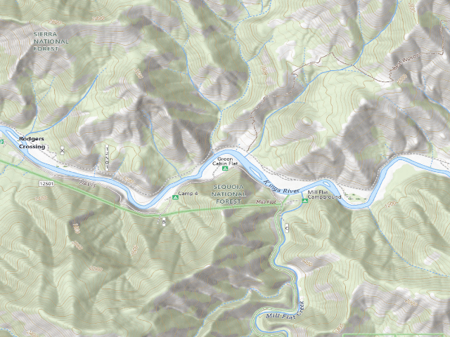 USGS topographic map of Green Cabin Flat
