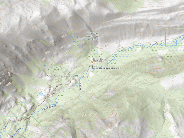 USGS topographic map of Green Creek Group Campground