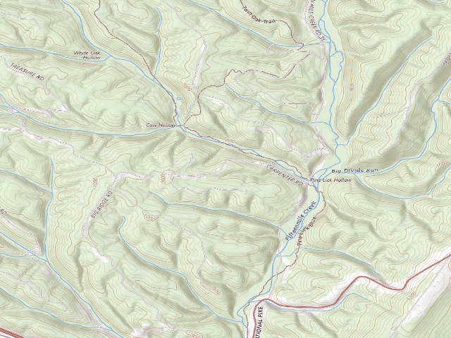USGS topographic map of Green Ridge State Forest primitive campsite 12
