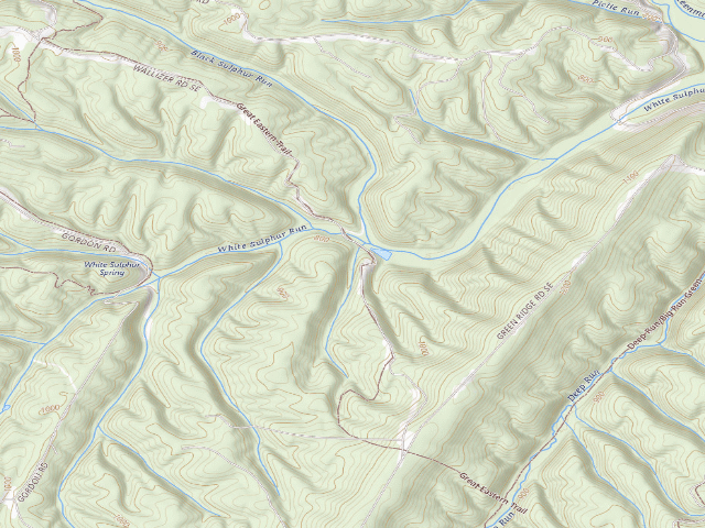 USGS topographic map of Green Ridge State Forest primitive campsite 32