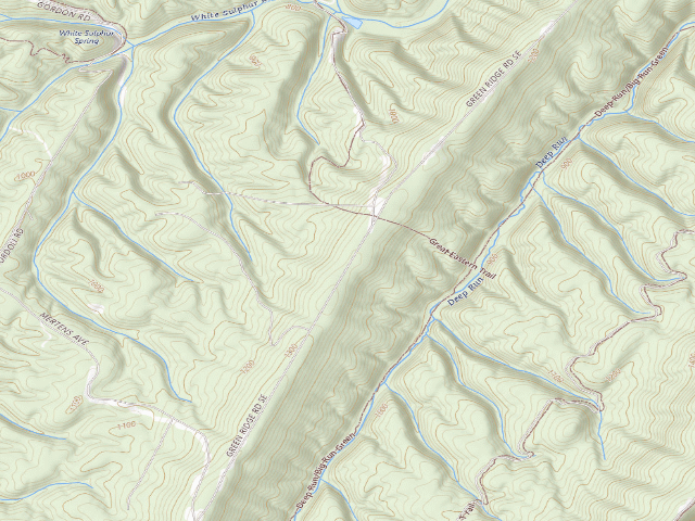 USGS topographic map of Green Ridge State Forest primitive campsite 33
