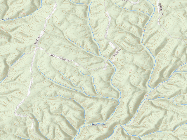 USGS topographic map of Green Ridge State Forest primitive campsite 47