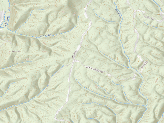 USGS topographic map of Green Ridge State Forest primitive campsite 48