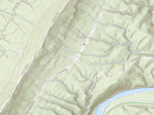 USGS topographic map of Green Ridge State Forest primitive campsite 64