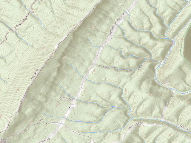 USGS topographic map of Green Ridge State Forest primitive campsite 67
