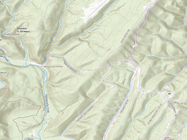 USGS topographic map of Green Ridge State Forest primitive campsite 83