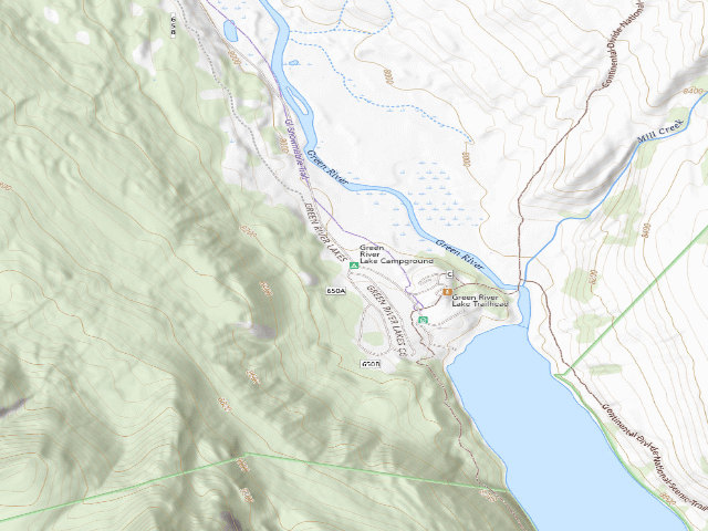 USGS topographic map of Green River Lake Campground