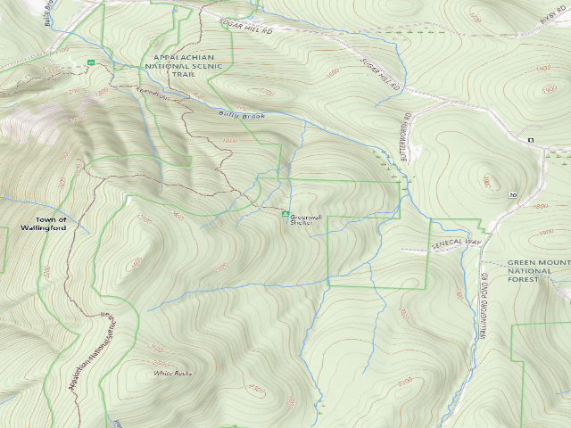 USGS topographic map of Greenwall Shelter