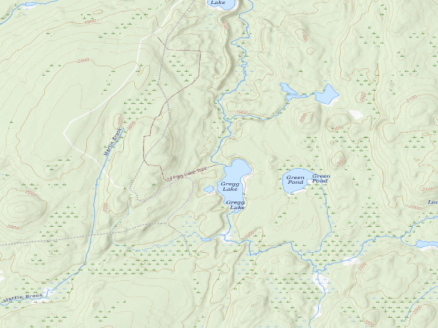 USGS topographic map of Gregg Lake Primitive Campsite (Pepperbox Wilderness)