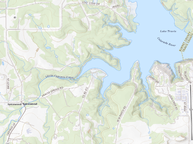 USGS topographic map of Grelle Recreation Area Dispersed Camping