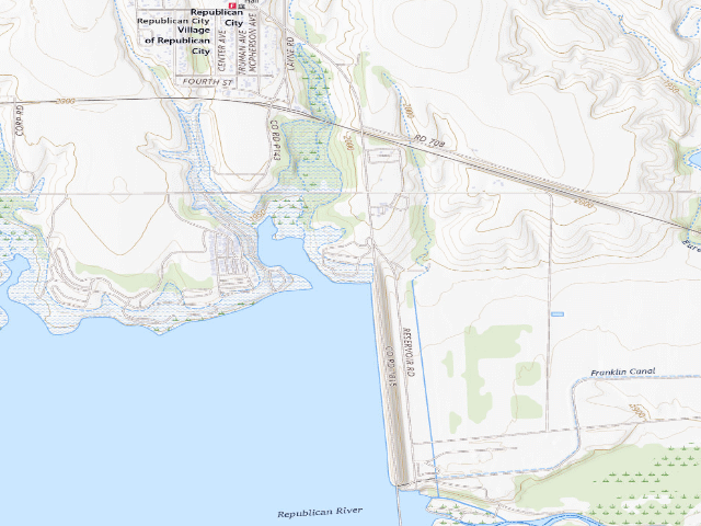USGS topographic map of Gremlin Cove Park (Harlan County Lake)