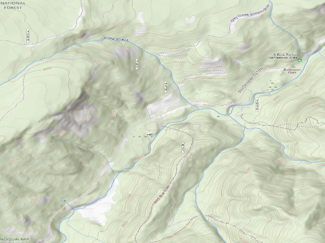 USGS topographic map of Grey Creek Dispersed Camping Area