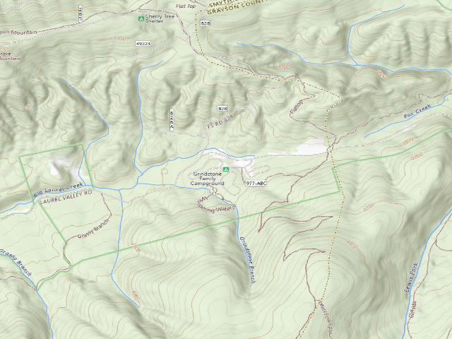 USGS topographic map of Grindstone Family Campground