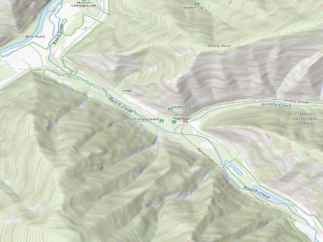 USGS topographic map of Grizzly Campground