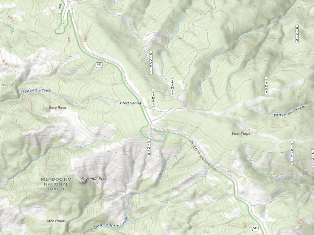 USGS topographic map of Grizzly Flat Dispersed Camping