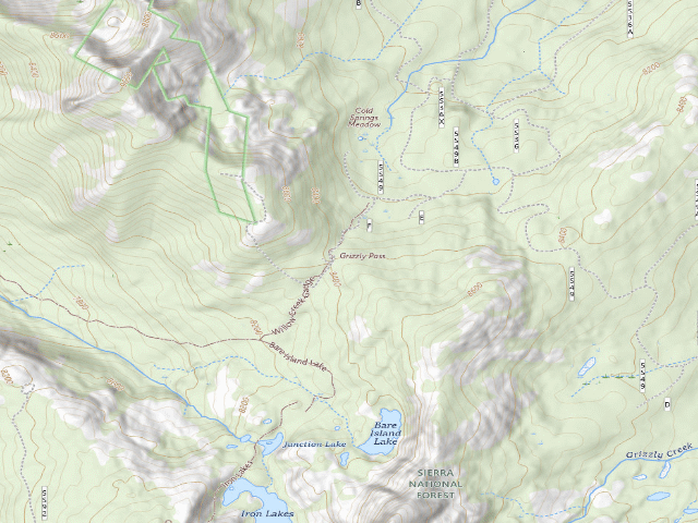 USGS topographic map of Grizzly Pass